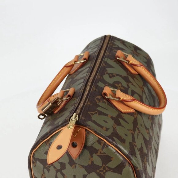 LOUIS VUITTON Monogram Graffiti Speedy 30 Bag Green Khaki - Picture 6 of 16